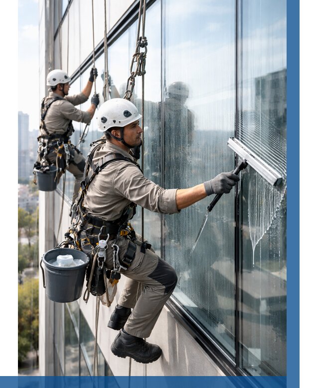 Мойка окон альпинистами в Искитиме от 4586 р. | ВЫСОТНИК-Скм