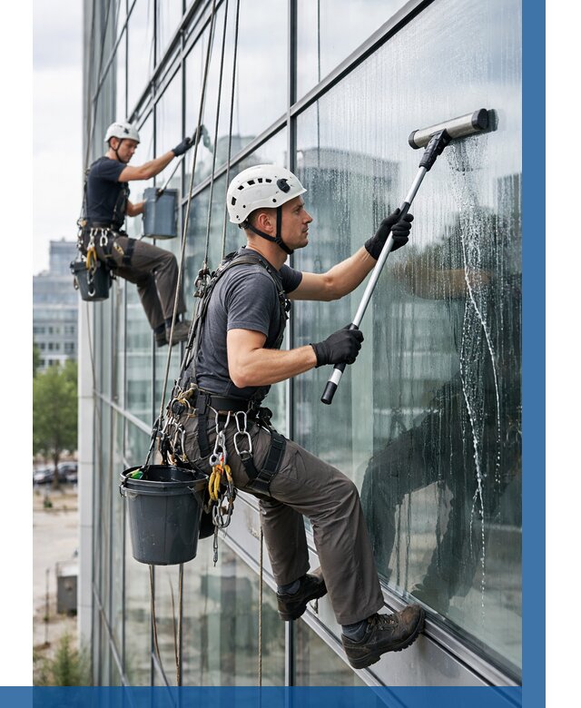 Мойка витражей альпинистами в Искитиме от 713 р. под ключ|ВЫСОТНИК-Скм