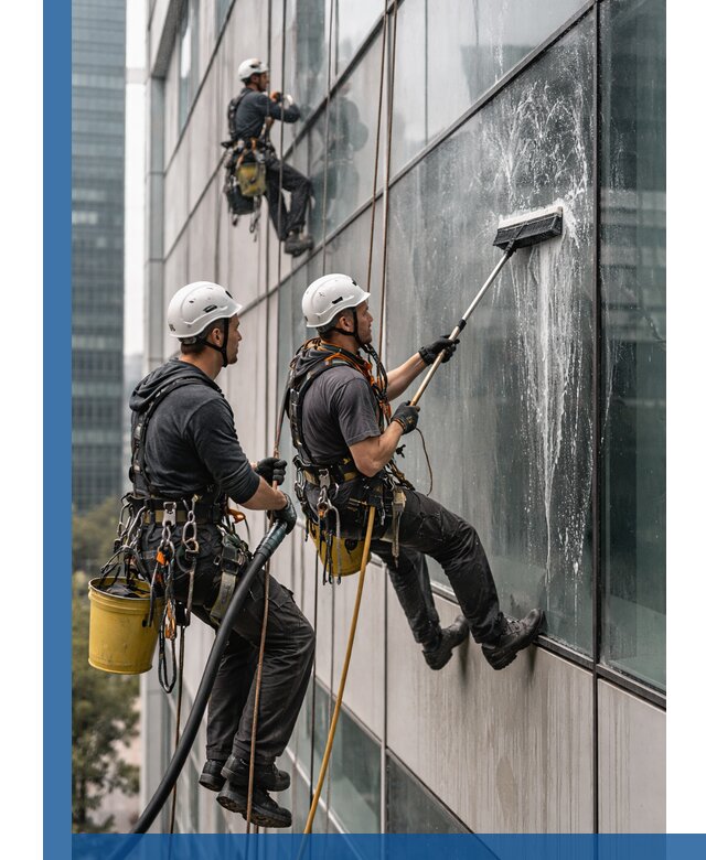Профессиональная высотная мойка фасадов зданий в Искитиме