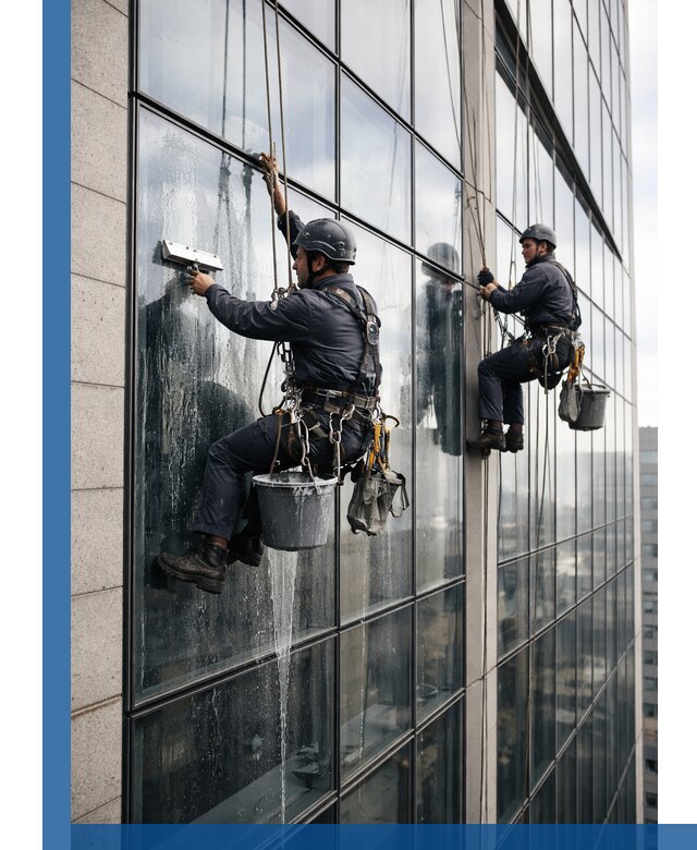 Профессиональная мойка стеклянных фасадов зданий в Искитиме