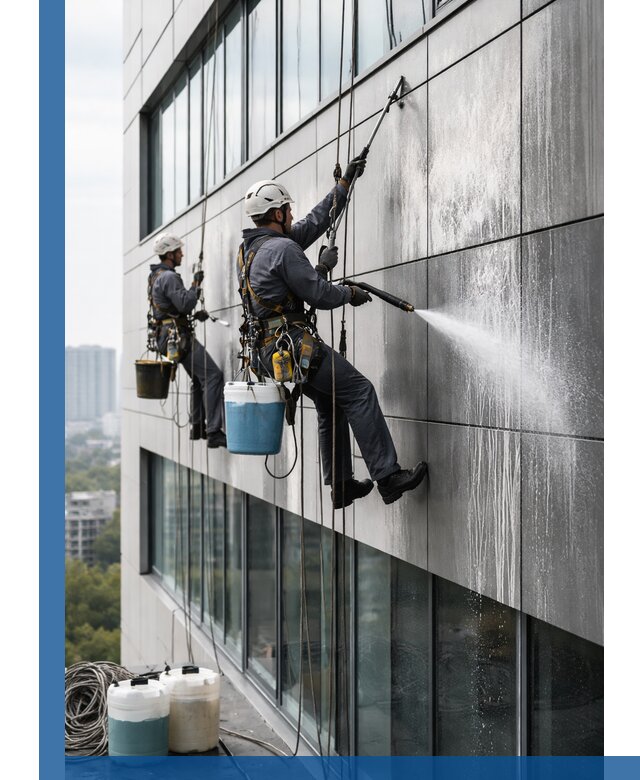 Профессиональная мойка вентилируемых фасадов в Искитиме