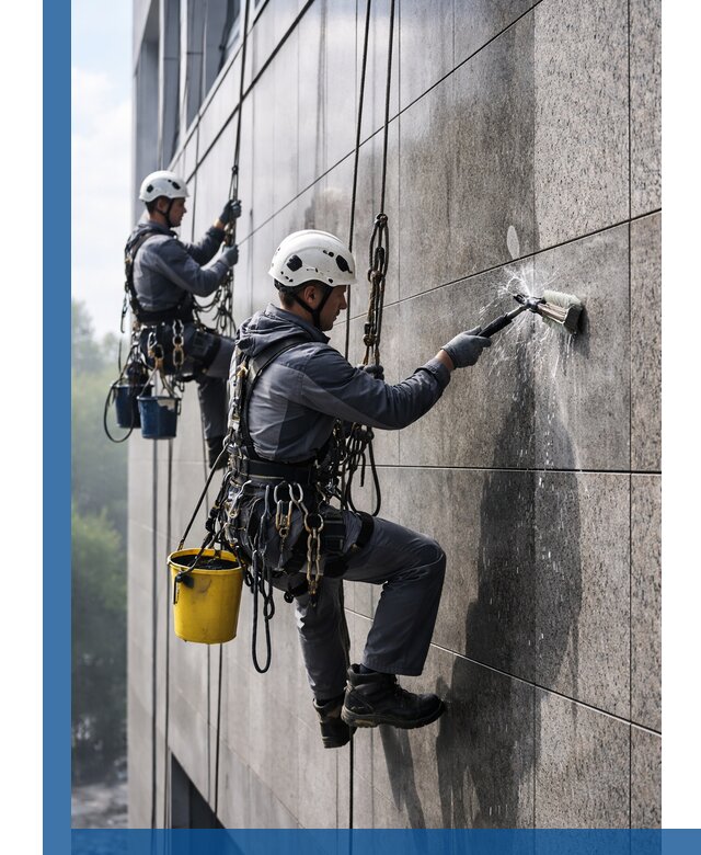 Профессиональная мойка фасада из керамогранита в Искитиме