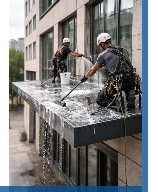 Мойка козырьков и навесов в Искитиме от 3567 р. | ВЫСОТНИК-Скм