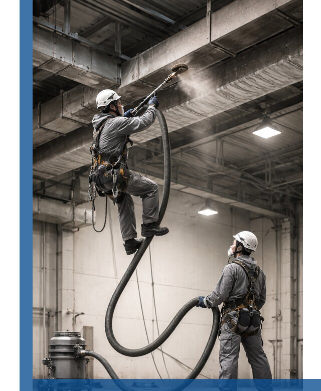 Обеспыливание потолочных конструкций в Искитиме промышленным альпинизмом