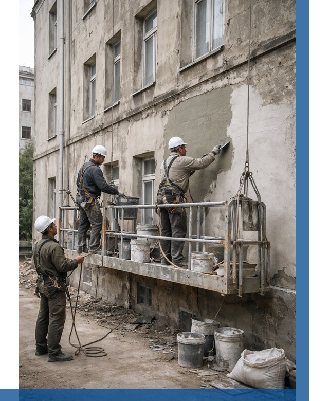 Капитальный ремонт фасада в Искитиме от 4281 р. | ВЫСОТНИК-Скм