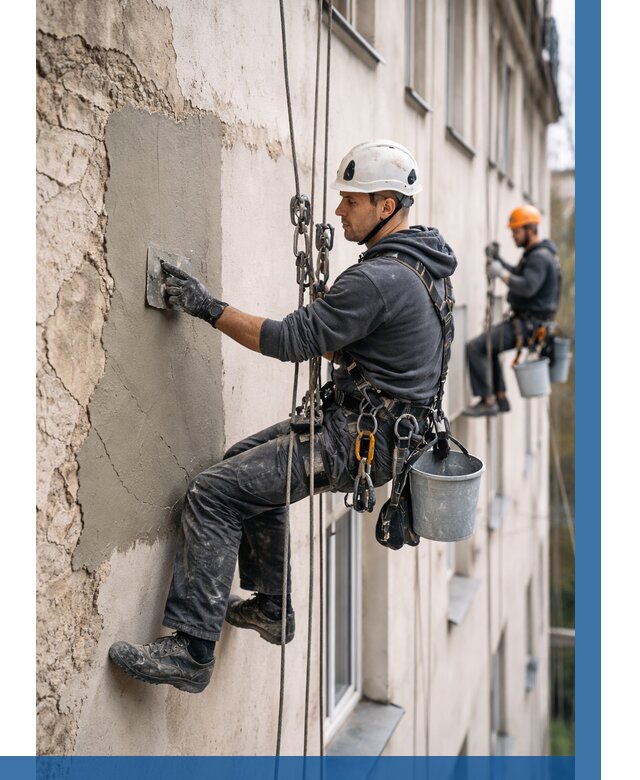 Восстановление штукатурки фасада в Искитиме от 1223 р. | ВЫСОТНИК-Скм