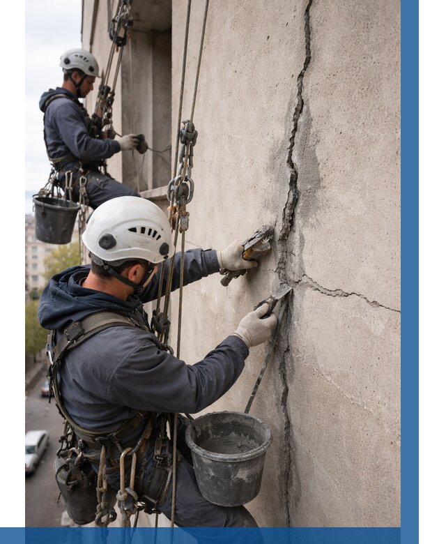 Заделка трещин на фасаде в Искитиме от 917 р. | ВЫСОТНИК-Скм