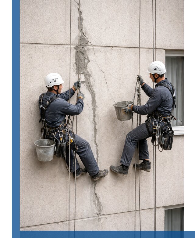 Заделка трещин на фасаде в Искитиме с гарантийным ремонтом