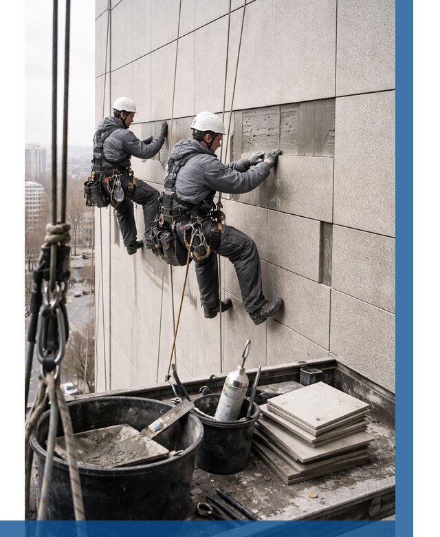 Ремонт фасада из керамогранита в Искитиме от 2548 р. | ВЫСОТНИК-Скм