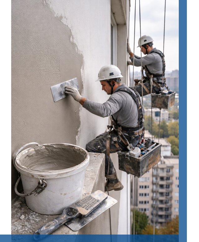 Шпаклевка фасада на высоте в Искитиме от 713 р. | ВЫСОТНИК-Скм