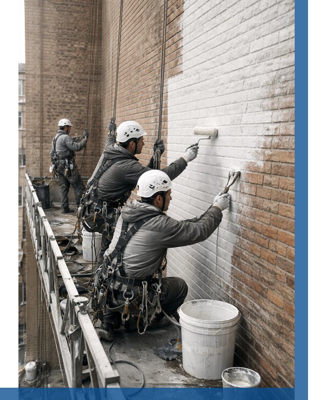 Покраска кирпичного фасада в Искитиме от 357 р. | ВЫСОТНИК-Скм