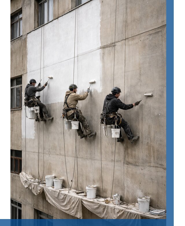 Покраска бетонного фасада в Искитиме от 357 р за м2 | ВЫСОТНИК-Скм