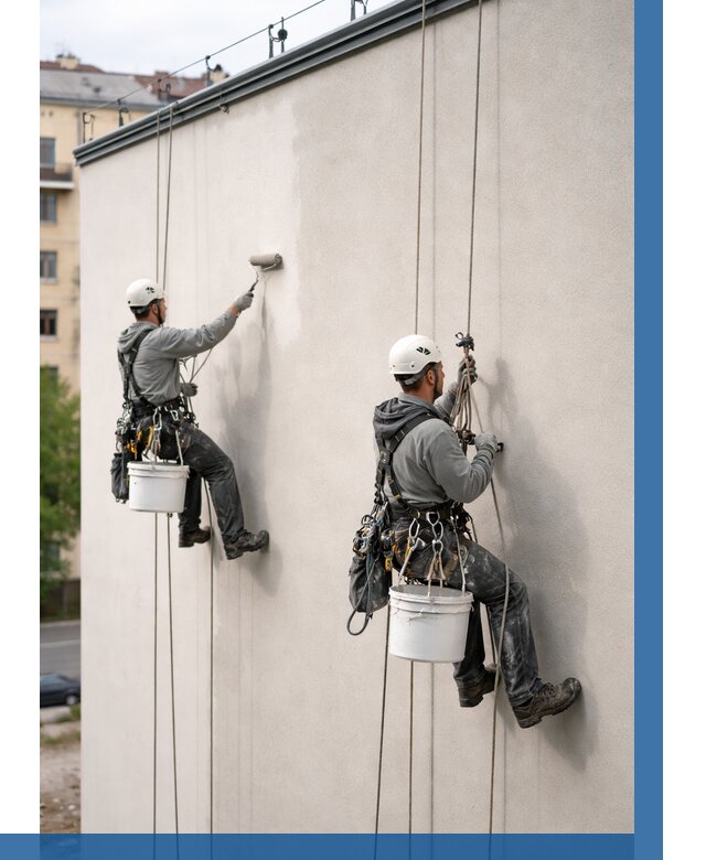 Покраска оштукатуренного фасада в Искитиме от 326 р. | ВЫСОТНИК-Скм