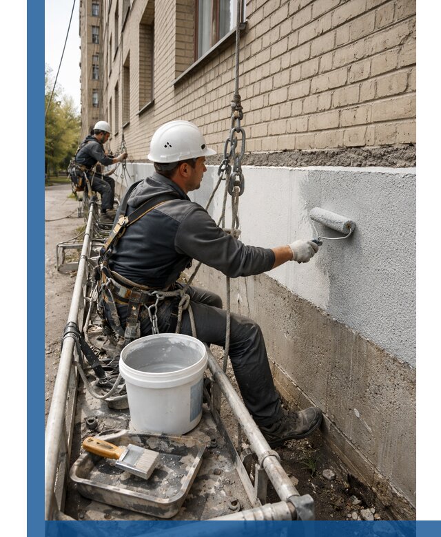 Окраска цоколя здания в Искитиме профессионально и надежно