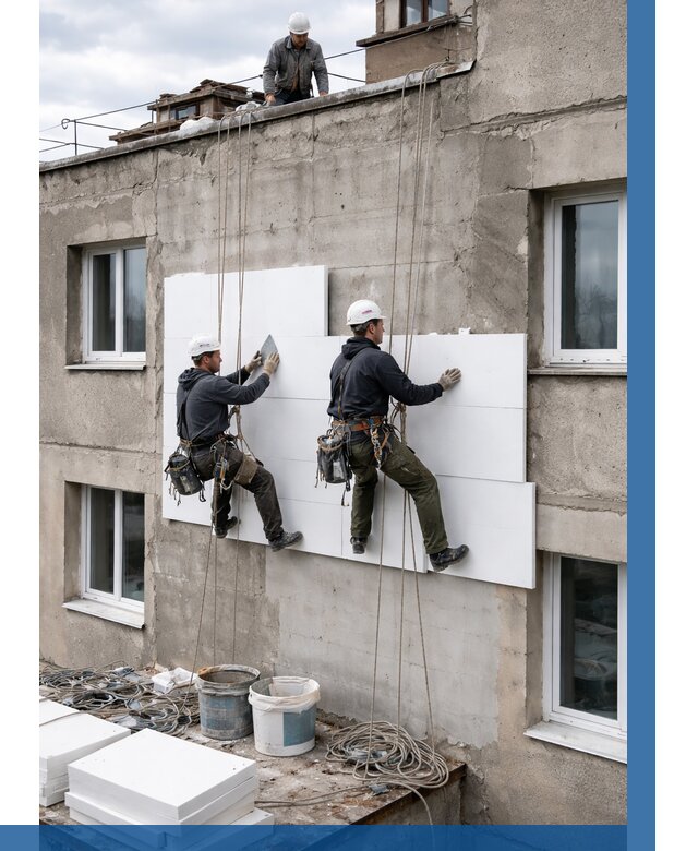 Утепление фасада пенополистиролом в Искитиме от 1835 р. | ВЫСОТНИК-Скм