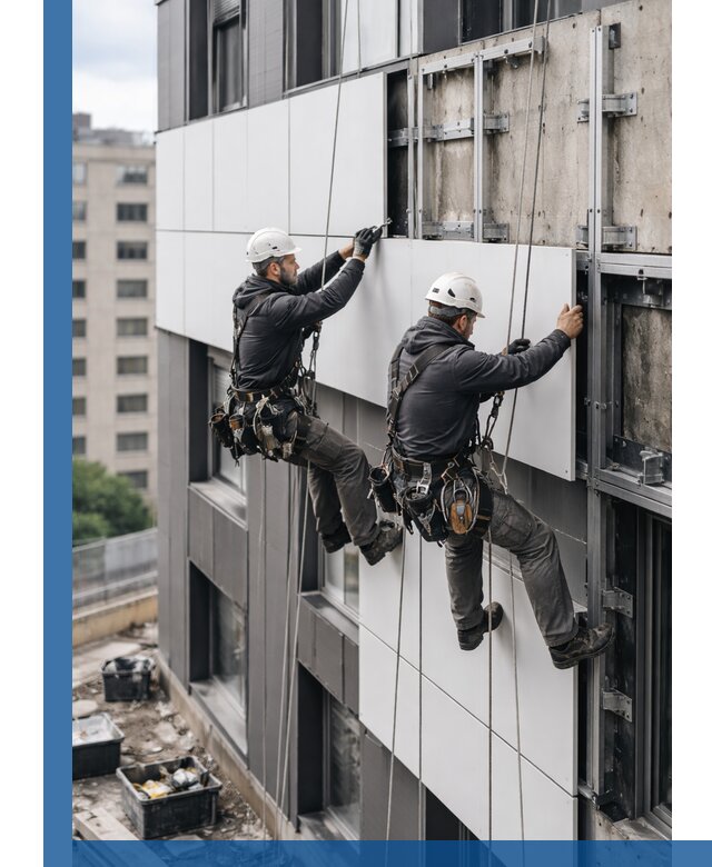 Монтаж композитных панелей фасада в Искитиме под ключ