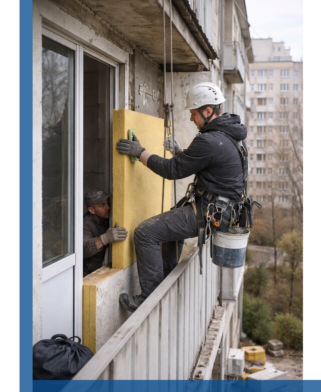 Профессиональное утепление балкона снаружи в Искитиме под ключ