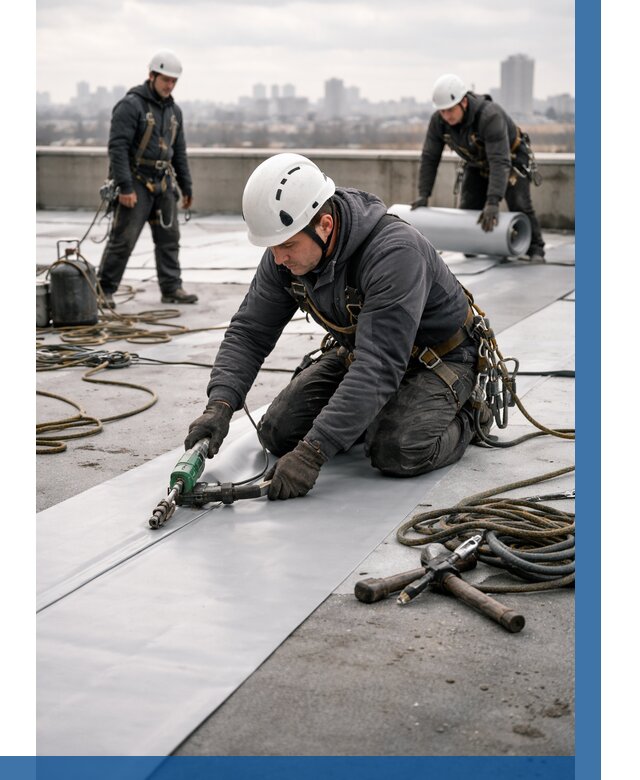 Ремонт мембранной кровли в Искитиме от 1835 р./м2 | ВЫСОТНИК-Скм