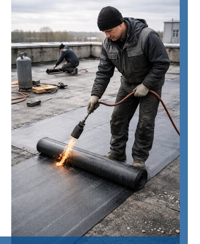 Ремонт наплавляемой кровли в Искитиме от 713 р. | ВЫСОТНИК-Скм