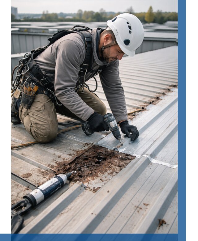 Ремонт профнастила на кровле в Искитиме от 713 р. | ВЫСОТНИК-Скм