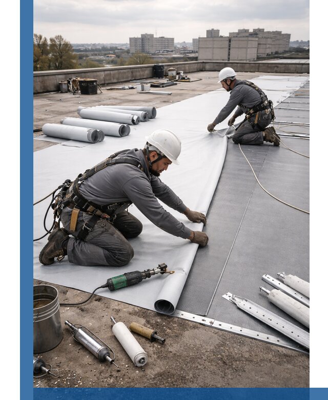 Монтаж мембранной кровли в Искитиме для промышленных зданий