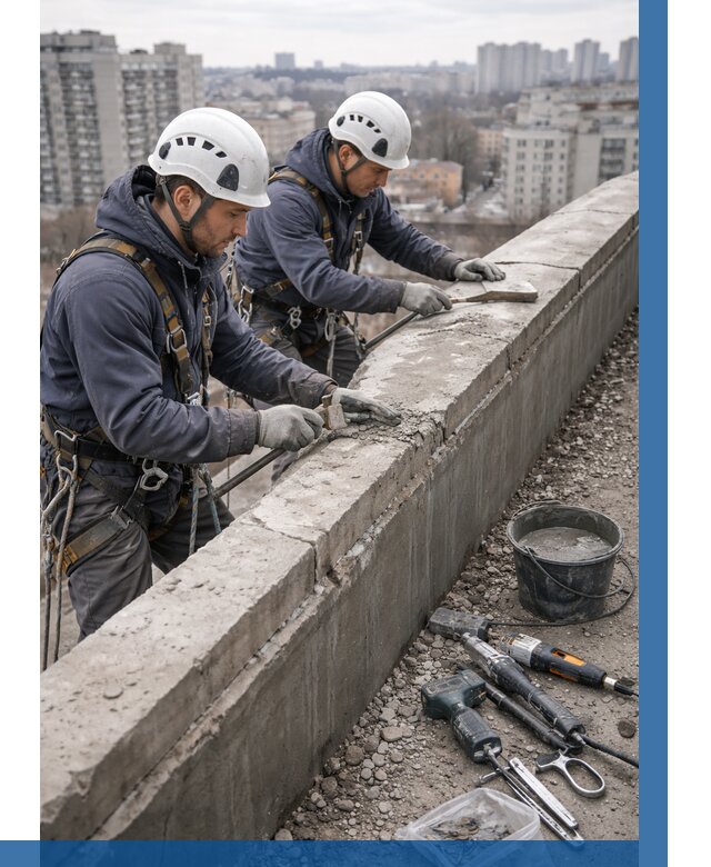 Ремонт парапета на кровле в Искитиме от 1529 р. | ВЫСОТНИК-Скм