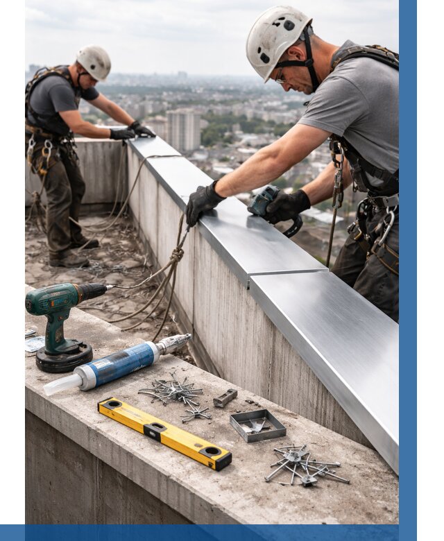 Монтаж парапетных крышек в Искитиме от 815 р. | ВЫСОТНИК-Скм