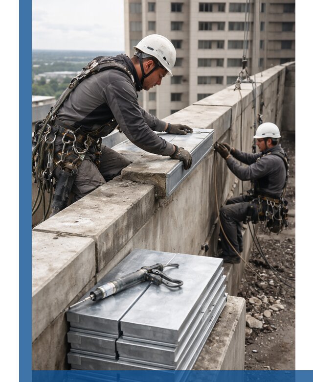 Замена парапетных крышек и установка новых в Искитиме