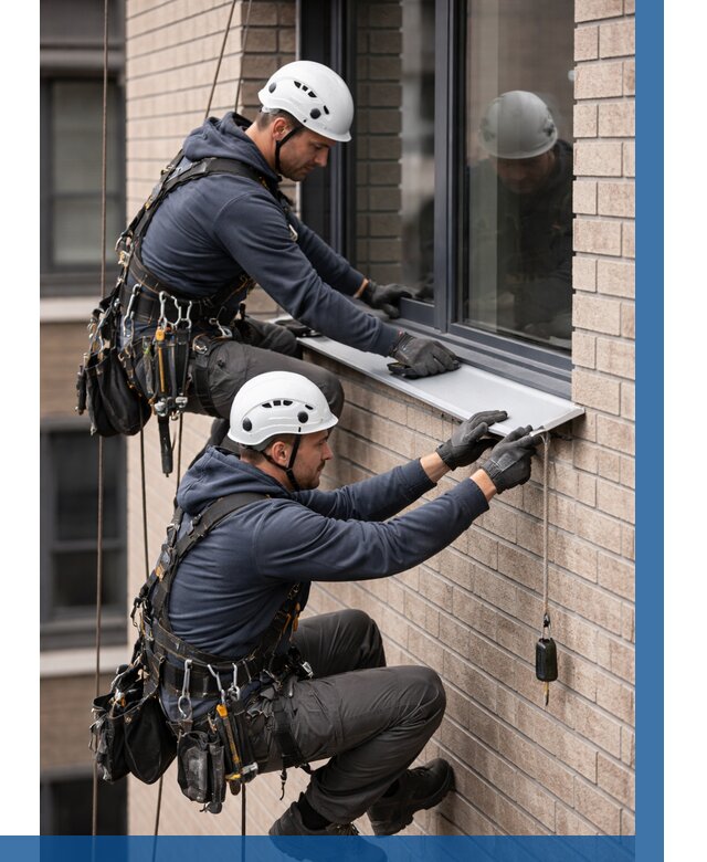 Монтаж оконных отливов под ключ в Искитиме от 3567 р. | ВЫСОТНИК-Скм