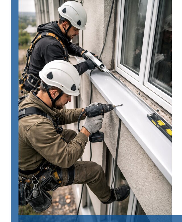 Профессиональный монтаж оконных отливов и отведения воды в Искитиме