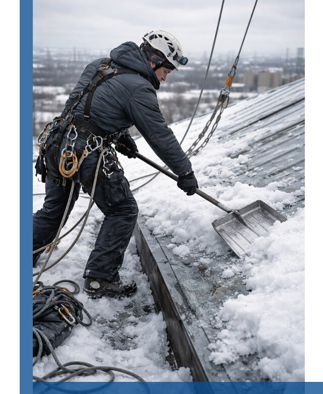 Профессиональная очистка кровли от снега и наледи в Искитиме