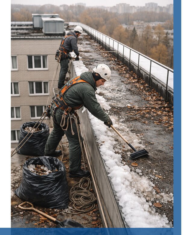 Очистка кровли по периметру в Искитиме от 561 р. | ВЫСОТНИК-Скм