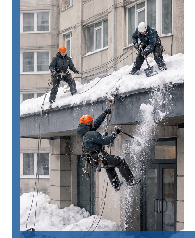 Безопасная очистка навесов от снега в Искитиме круглогодично