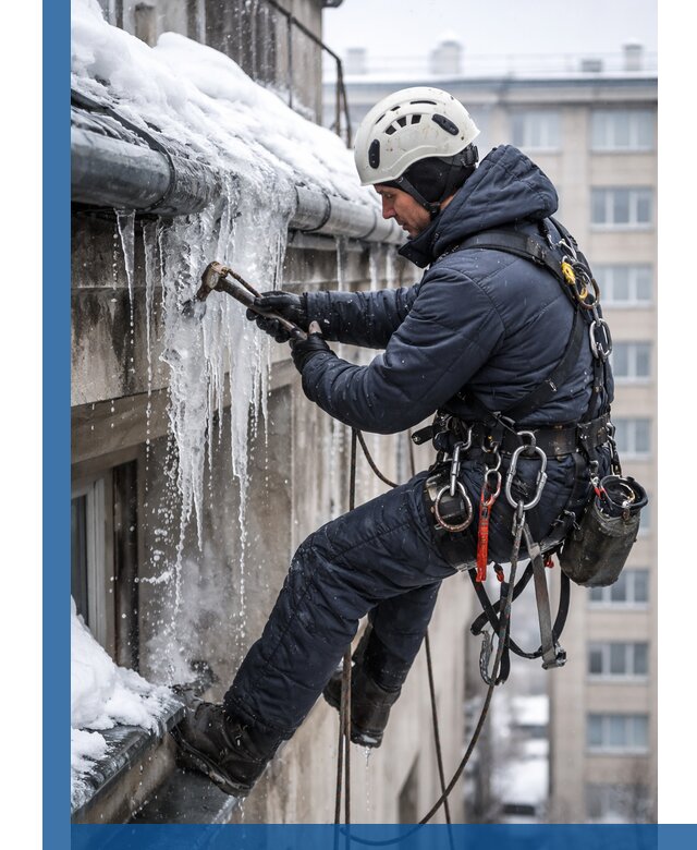 Удаление наледи и чистка водостоков в Искитиме оперативно и безопасно