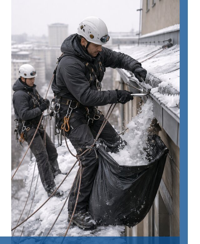 Аварийная очистка крыши в Искитиме под ключ от 306 р. | ВЫСОТНИК-Скм