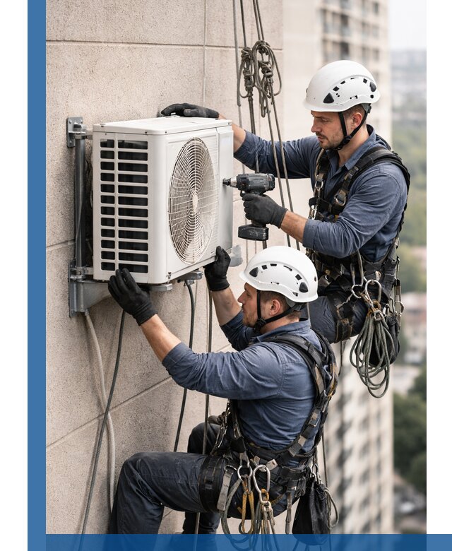 Монтаж внешнего блока кондиционера в Искитиме установка и крепление