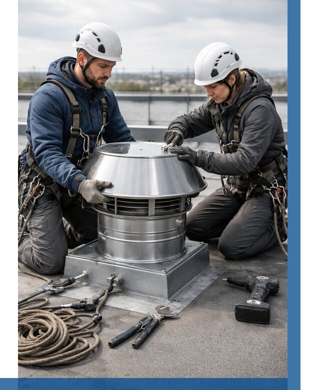 Установка дефлекторов на кровле в Искитиме от 4586 р. | ВЫСОТНИК-Скм