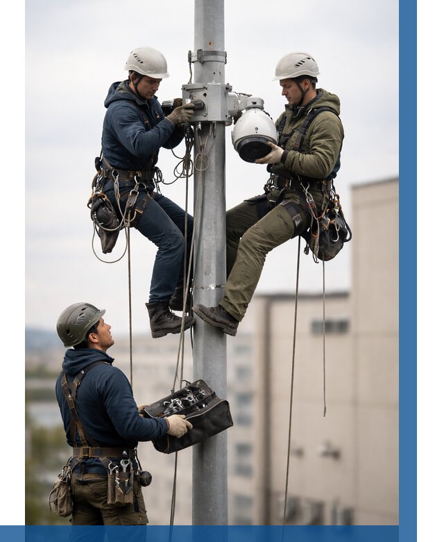 Установка видеокамер на мачте в Искитиме от 8663 р. | ВЫСОТНИК-Скм