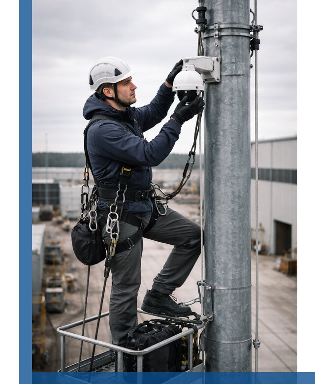 Профессиональная установка видеокамер на мачте в Искитиме