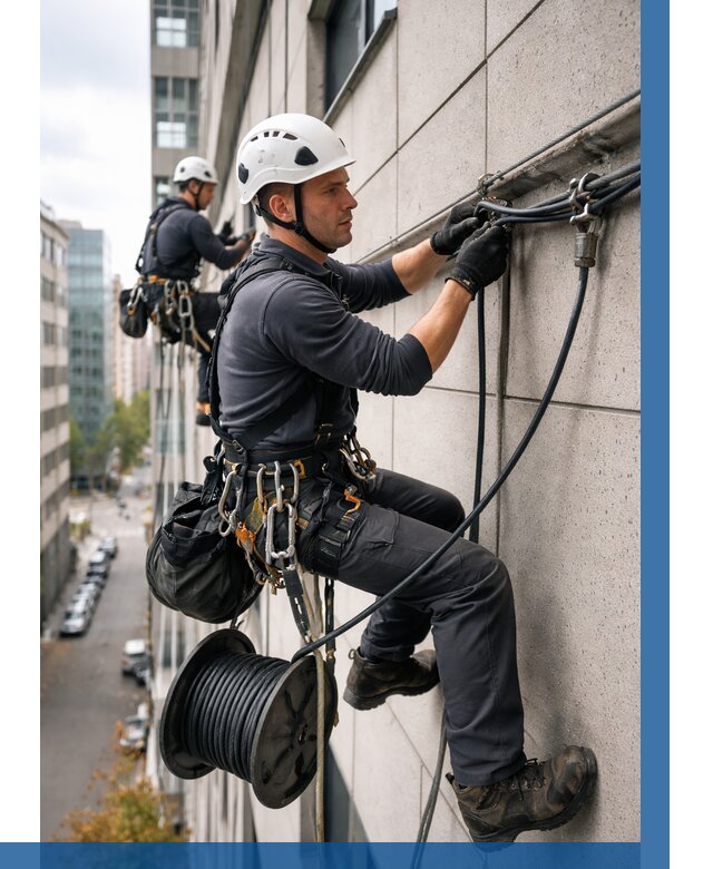 Прокладка кабеля по фасаду в Искитиме от 357 р. | ВЫСОТНИК-Скм