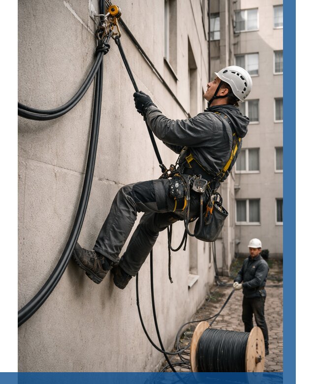 Протяжка кабеля питания на высоте в Искитиме от 459 р. | ВЫСОТНИК-Скм