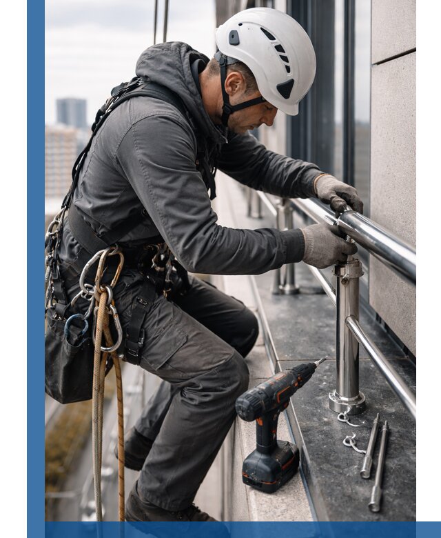 Монтаж ограждений на высоте в Искитиме для зданий и конструкций