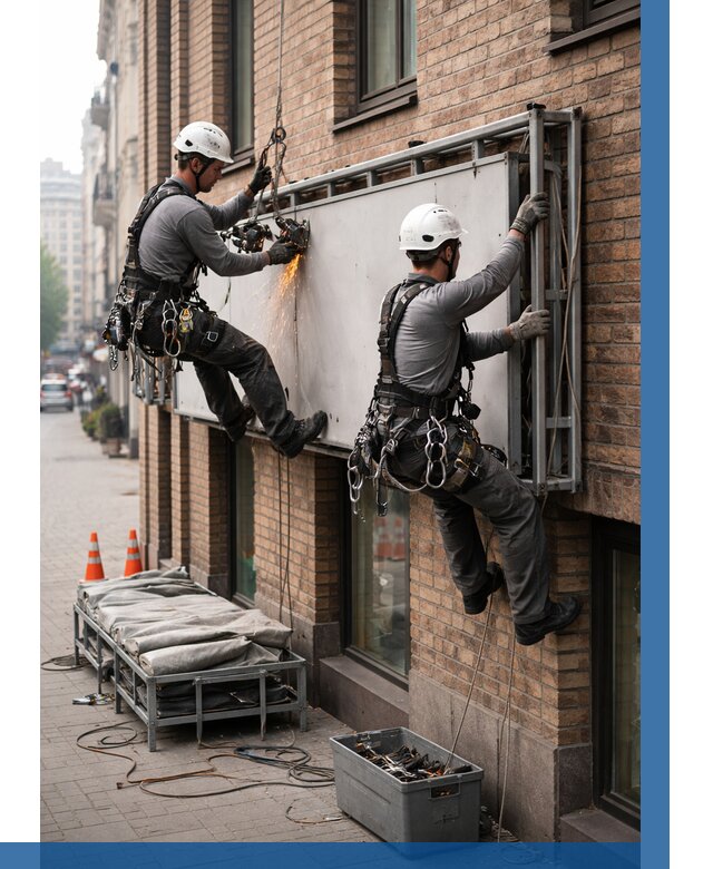 Демонтаж рекламной вывески в Искитиме от 6625 р. | ВЫСОТНИК-Скм