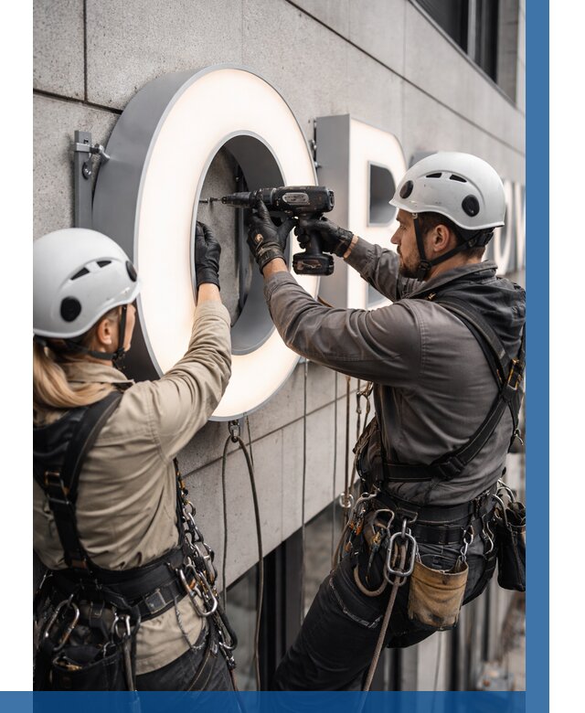 Монтаж световых букв в Искитиме от 3058 р. под ключ ВЫСОТНИК-Скм