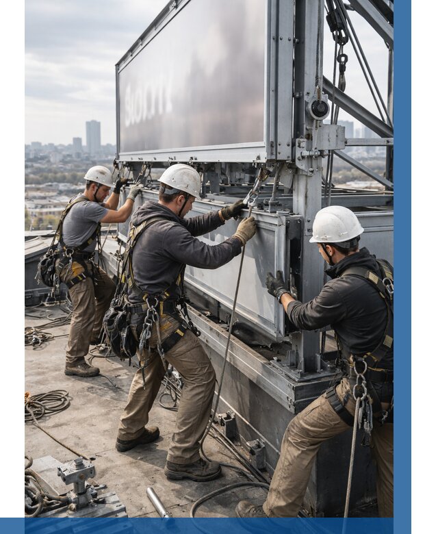 Монтаж крышной рекламной конструкции в Искитиме от 61152 р.|ВЫСОТНИК-Скм