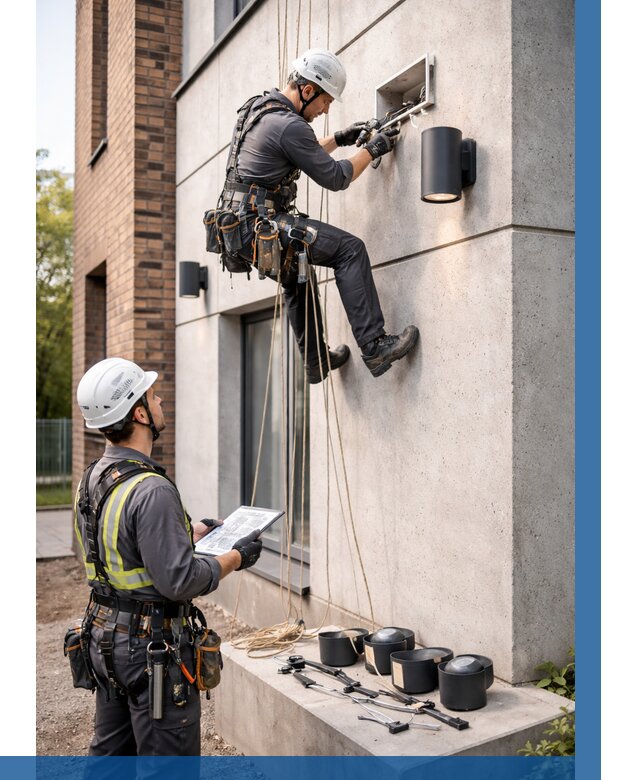 Монтаж фасадного освещения в Искитиме от 2548 р. | ВЫСОТНИК-Скм