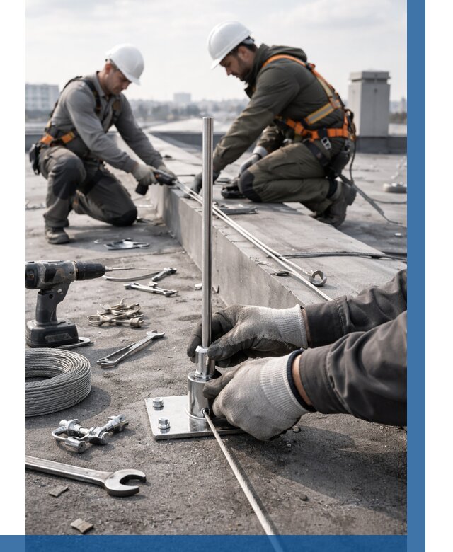 Монтаж молниезащиты на кровле в Искитиме цена от 25480 р. | ВЫСОТНИК-Скм