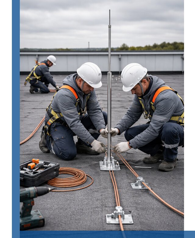 Монтаж молниезащиты на кровле в Искитиме под ключ с гарантией