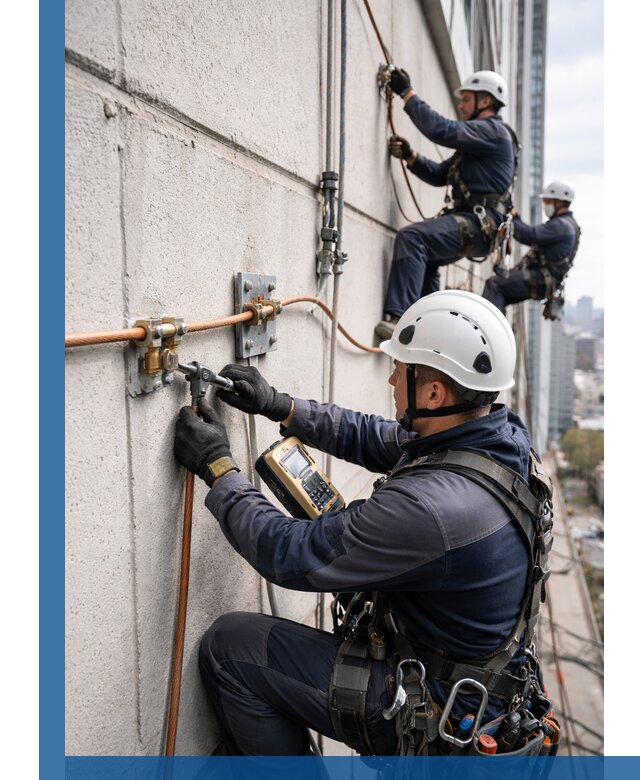 Монтаж системы заземления здания и молниезащиты в Искитиме