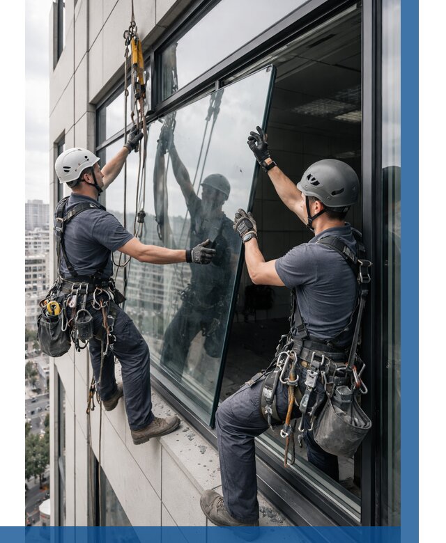 Замена стеклопакетов на высоте в Искитиме от 5606 р. | ВЫСОТНИК-Скм